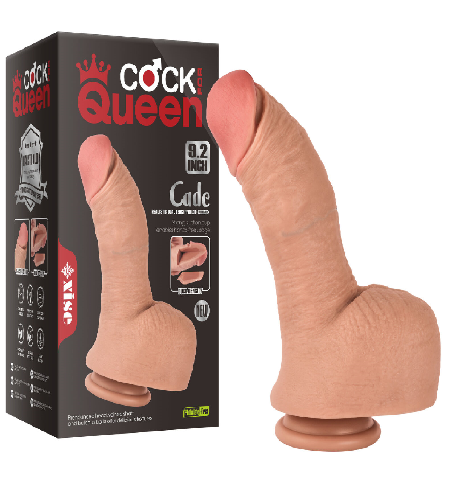 Cade realističan dildo boje kože od dvoslojnog PVC-a — 16 cm, prečnik 6 cm — SQ WBC10224
